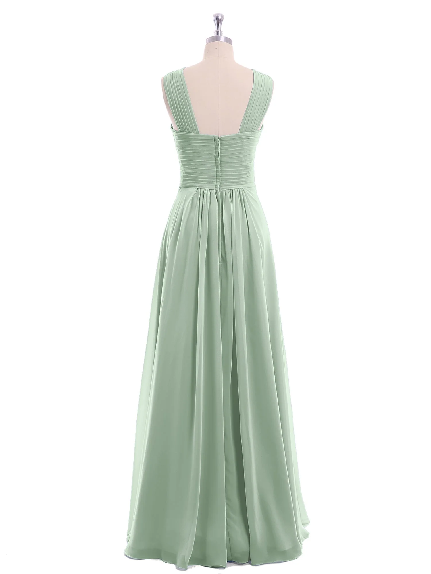 Cross Shoulder Strap Chiffon Dress with Empire Waist Agave - Image 5