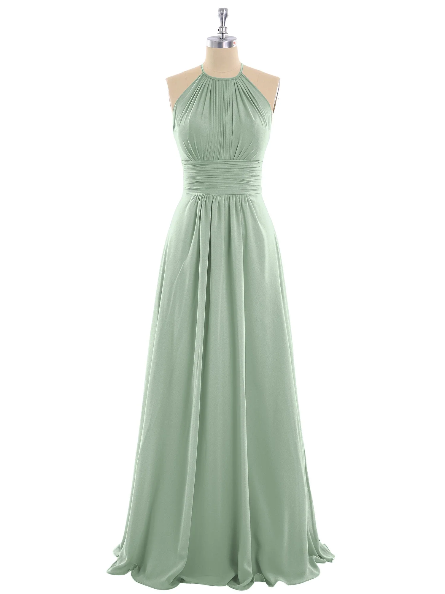 Long Halter Chiffon Dresses of Bridesmaid Agave - Image 4