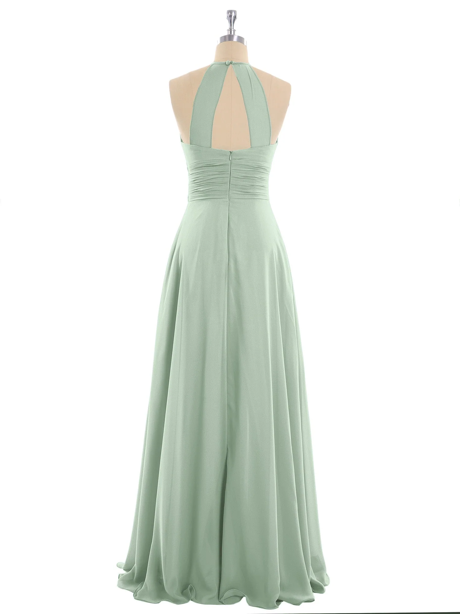 Long Halter Chiffon Dresses of Bridesmaid Agave - Image 5