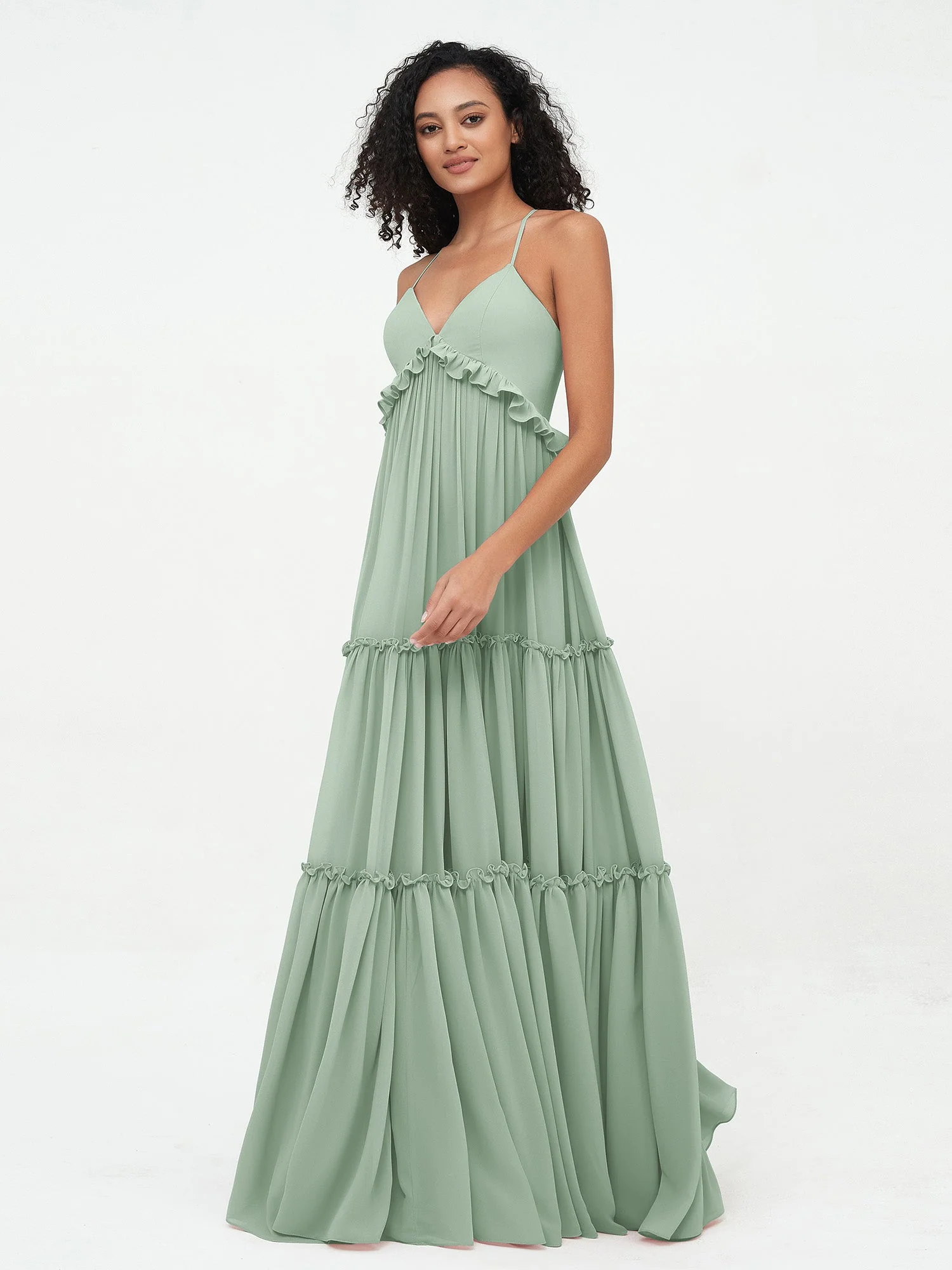 Deep Sweetheart Neck Empire Boho Dresses Agave - Image 3