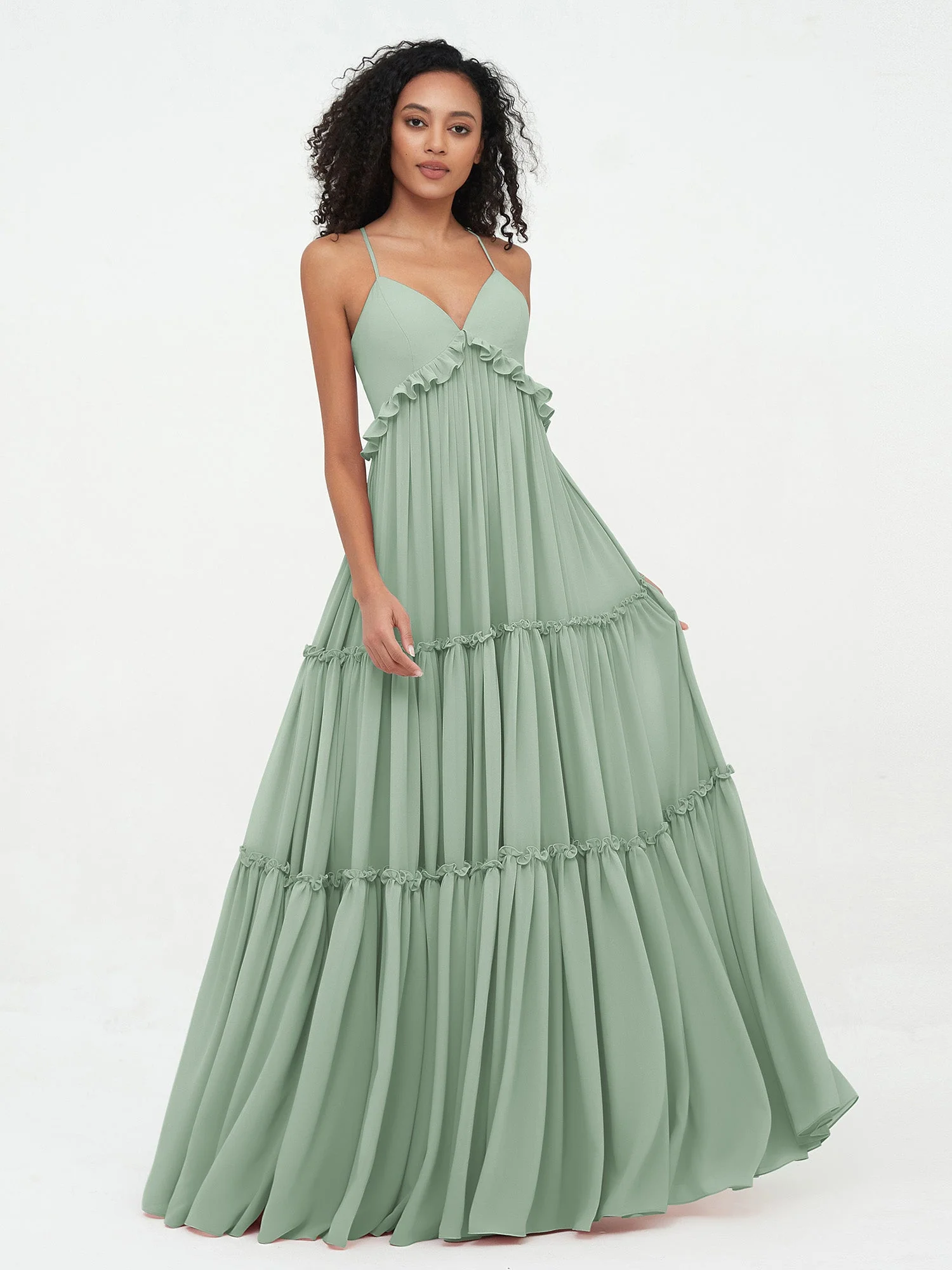 Deep Sweetheart Neck Empire Boho Dresses Agave - Image 4