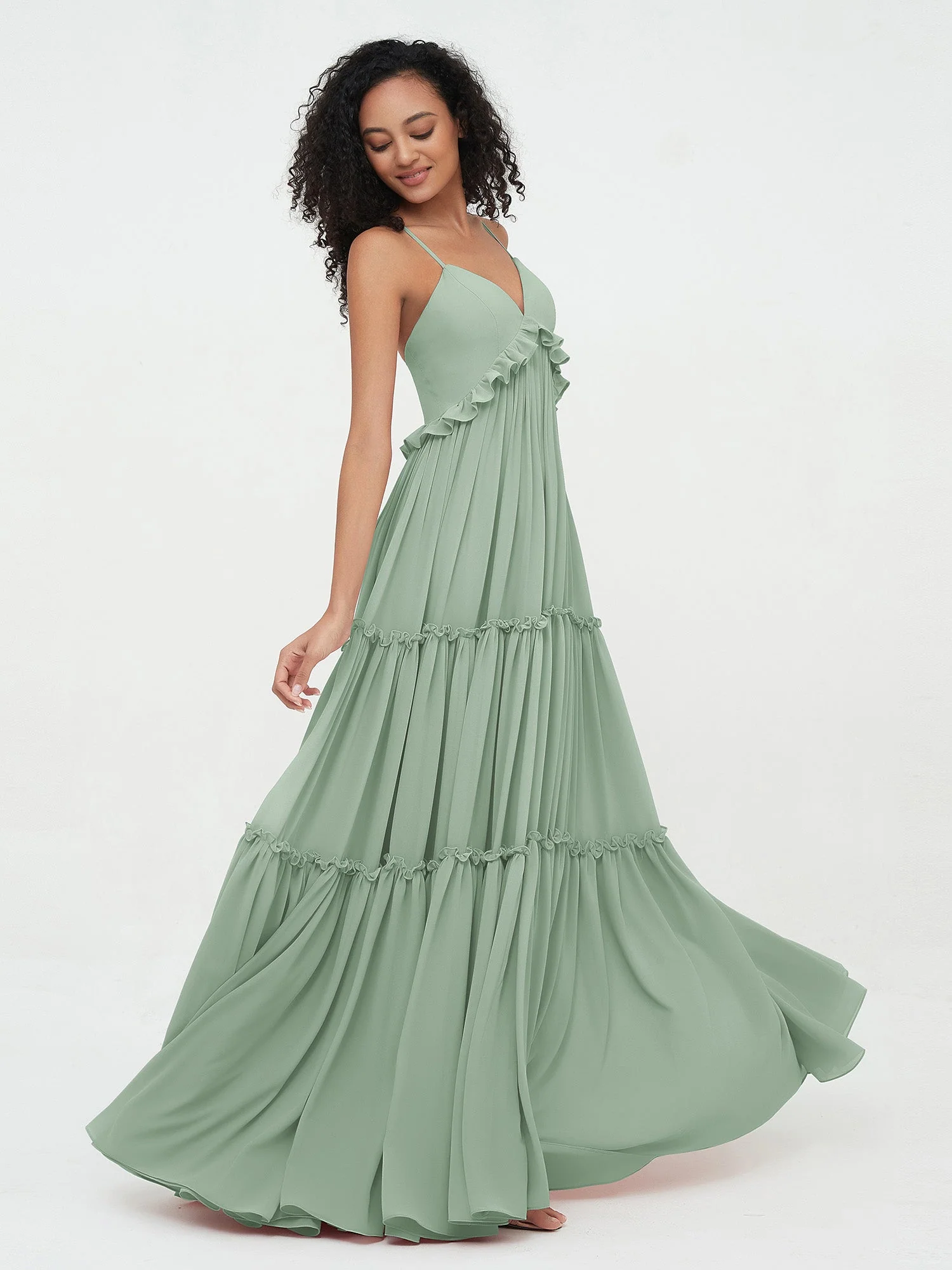 Deep Sweetheart Neck Empire Boho Dresses Agave - Image 5