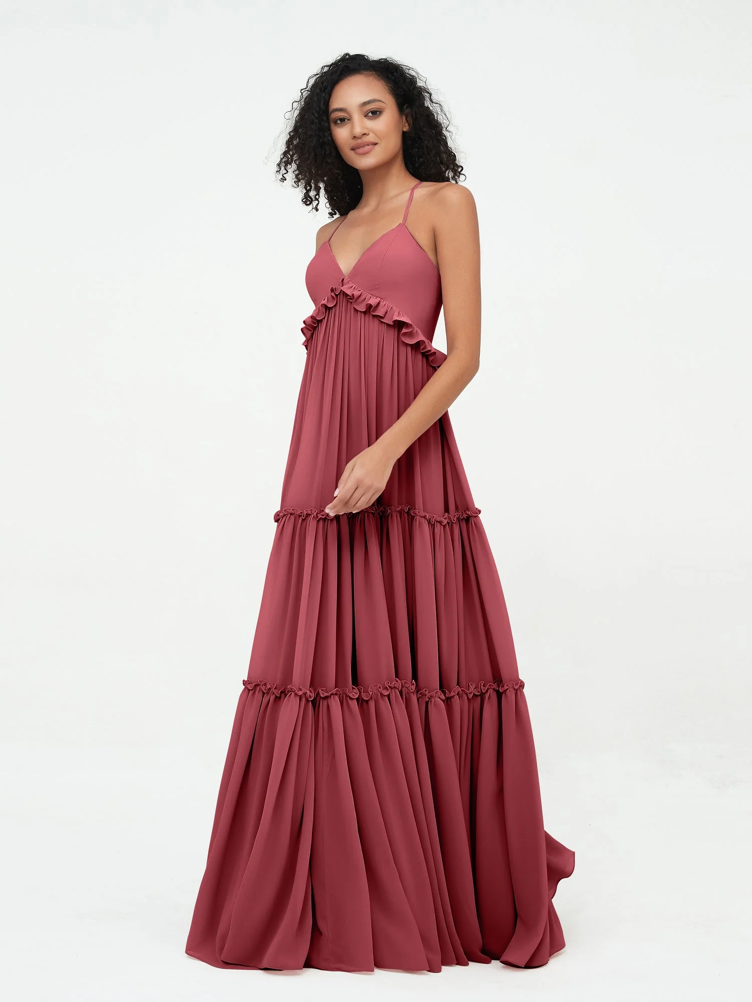 Deep Sweetheart Neck Empire Boho Dresses Cinnamon Rose - Image 3