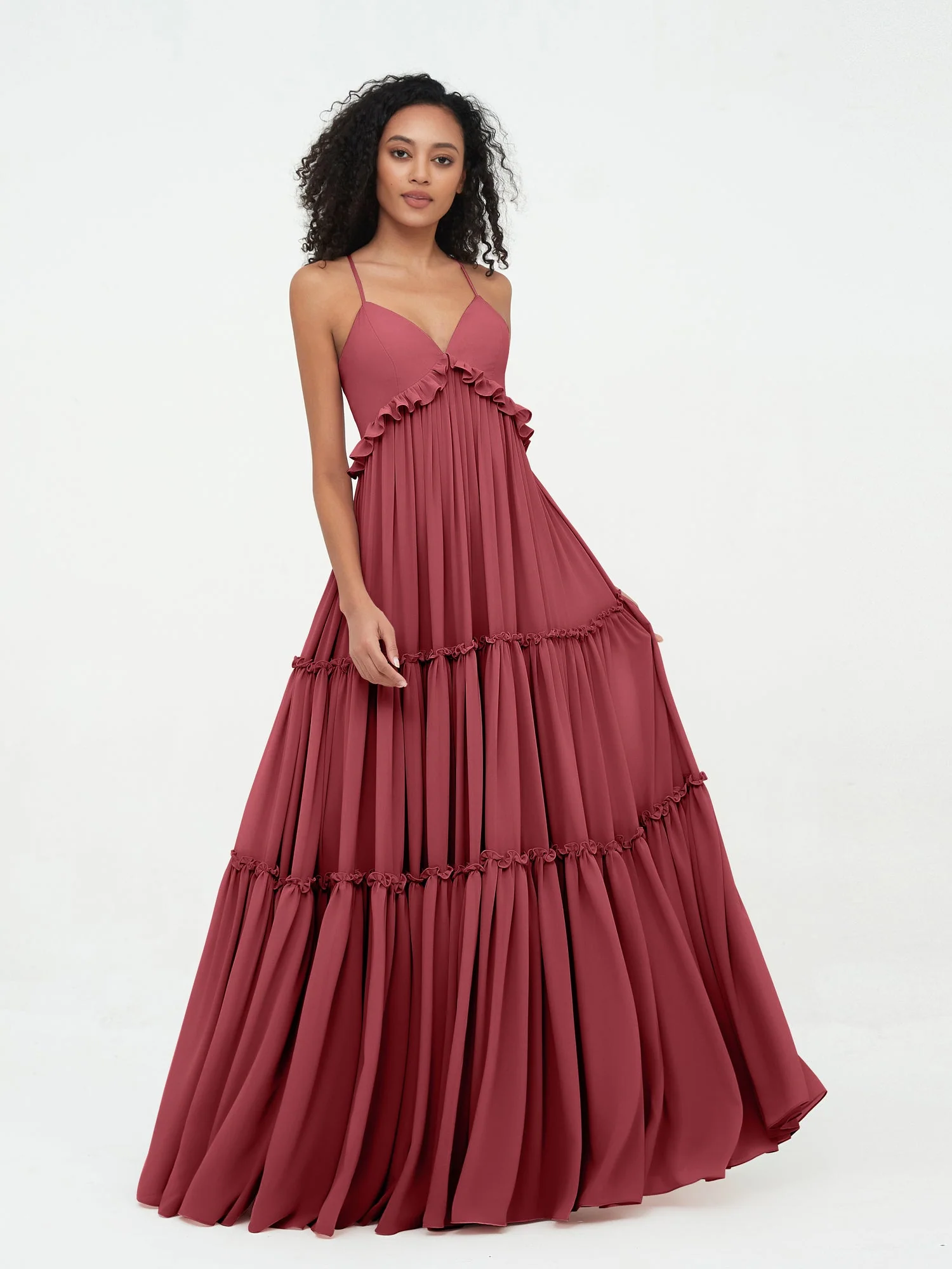 Deep Sweetheart Neck Empire Boho Dresses Cinnamon Rose - Image 4