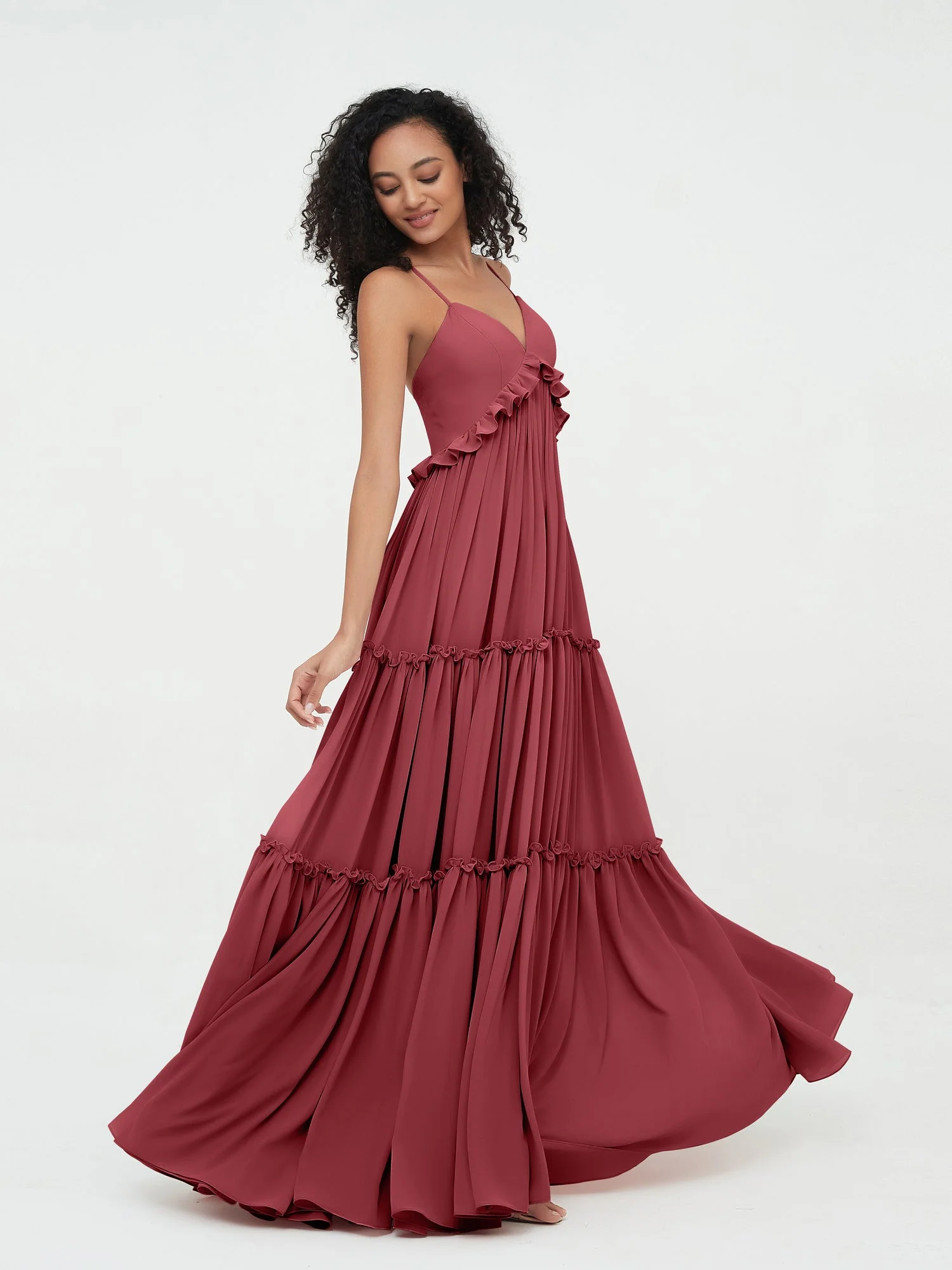 Deep Sweetheart Neck Empire Boho Dresses Cinnamon Rose - Image 5