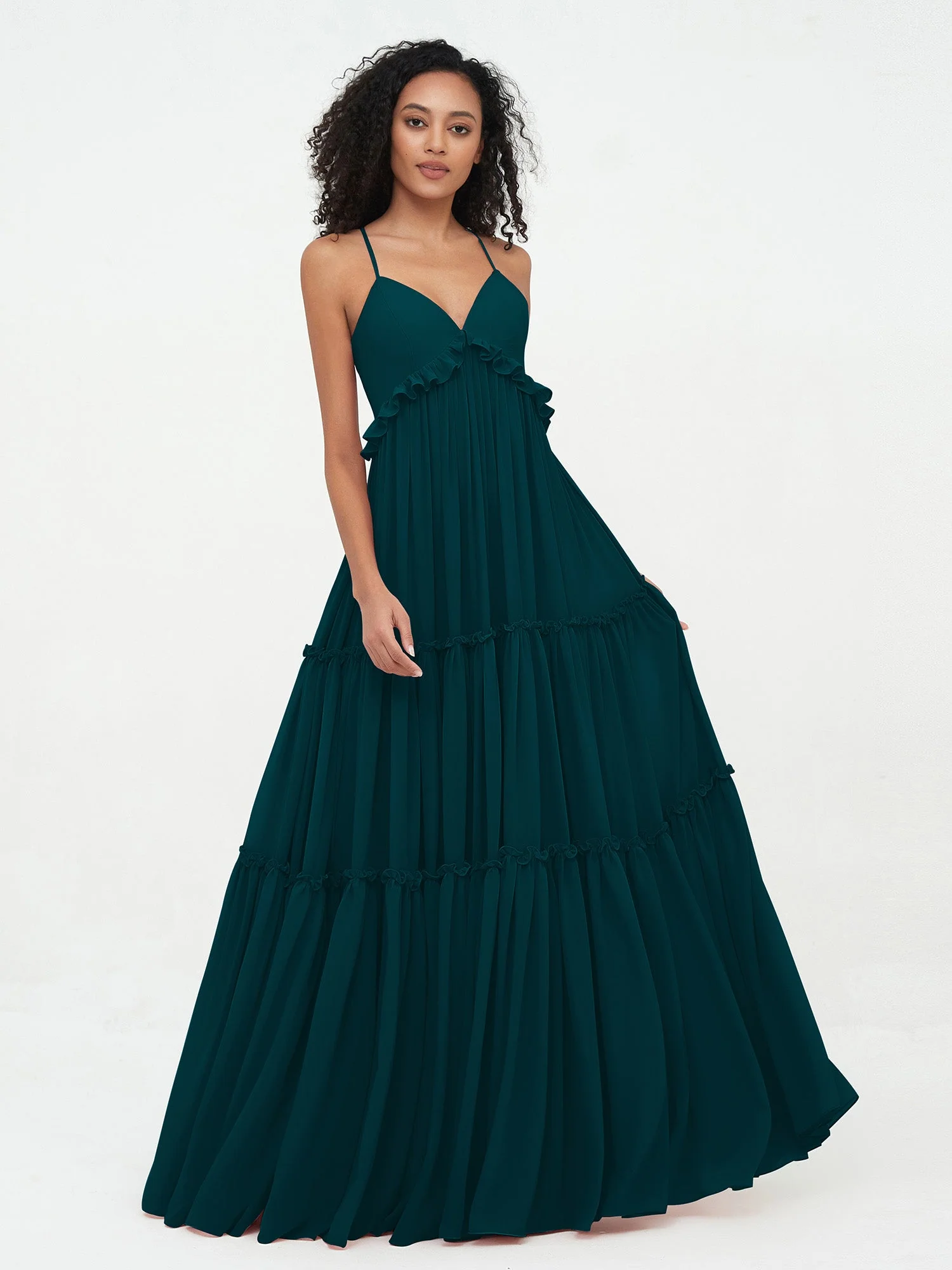 Deep Sweetheart Neck Empire Boho Dresses Pine - Image 4