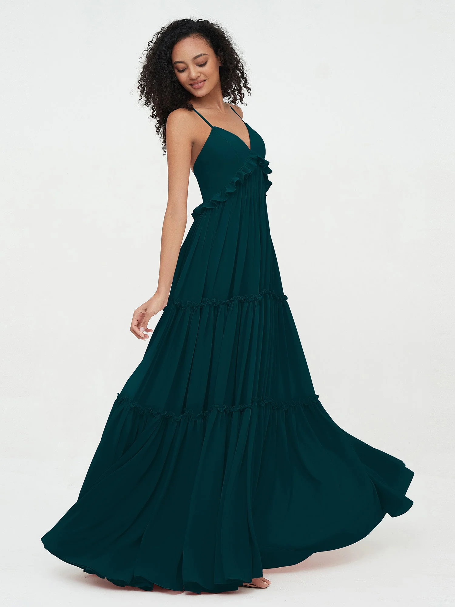Deep Sweetheart Neck Empire Boho Dresses Pine - Image 5