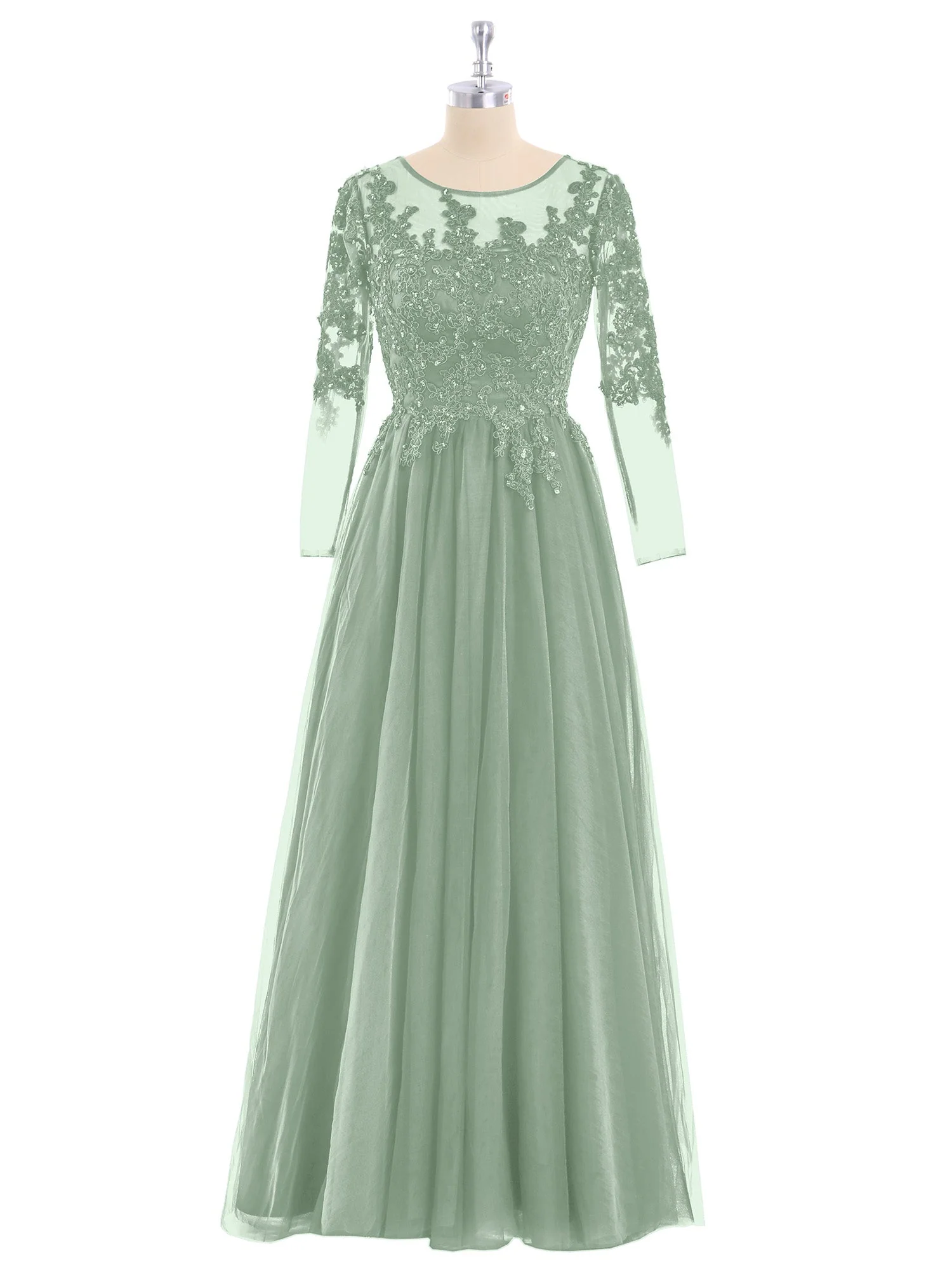 Long Sleeves Tulle Dresses with Appliqued Agave - Image 4