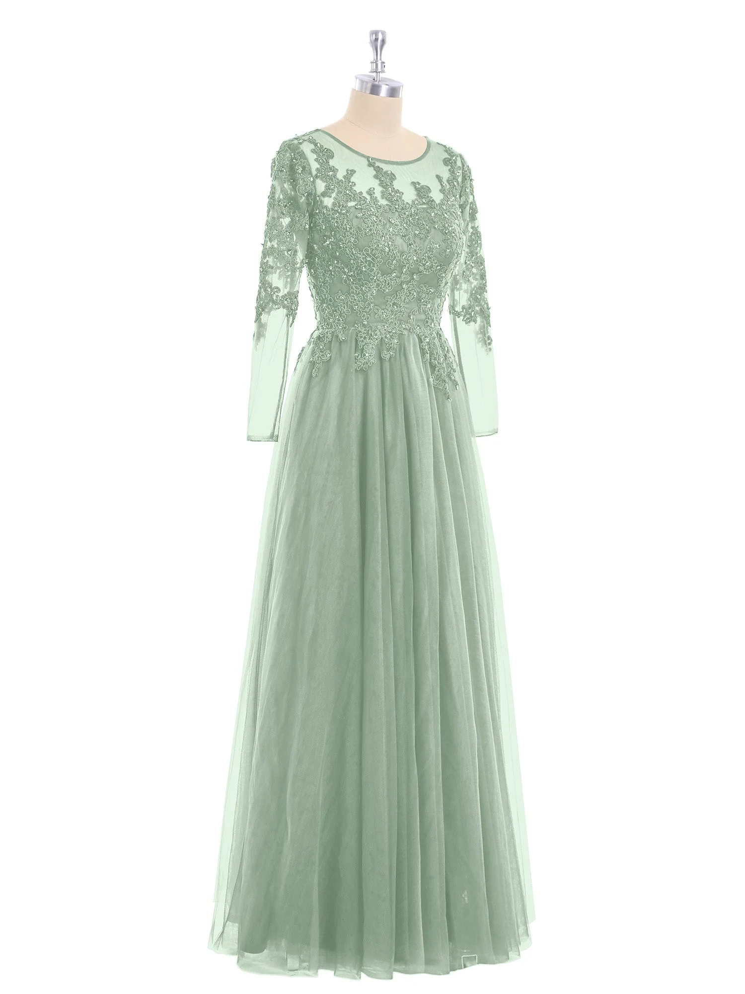 Long Sleeves Tulle Dresses with Appliqued Agave - Image 5