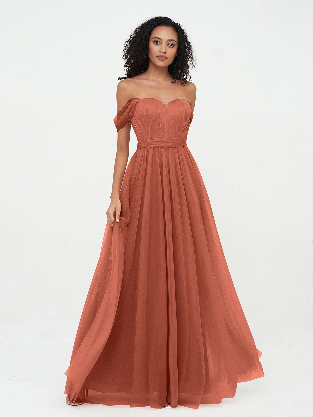 Off Shoulder Sweetheart Neck Max Tulle Dresses Clearance - Image 3