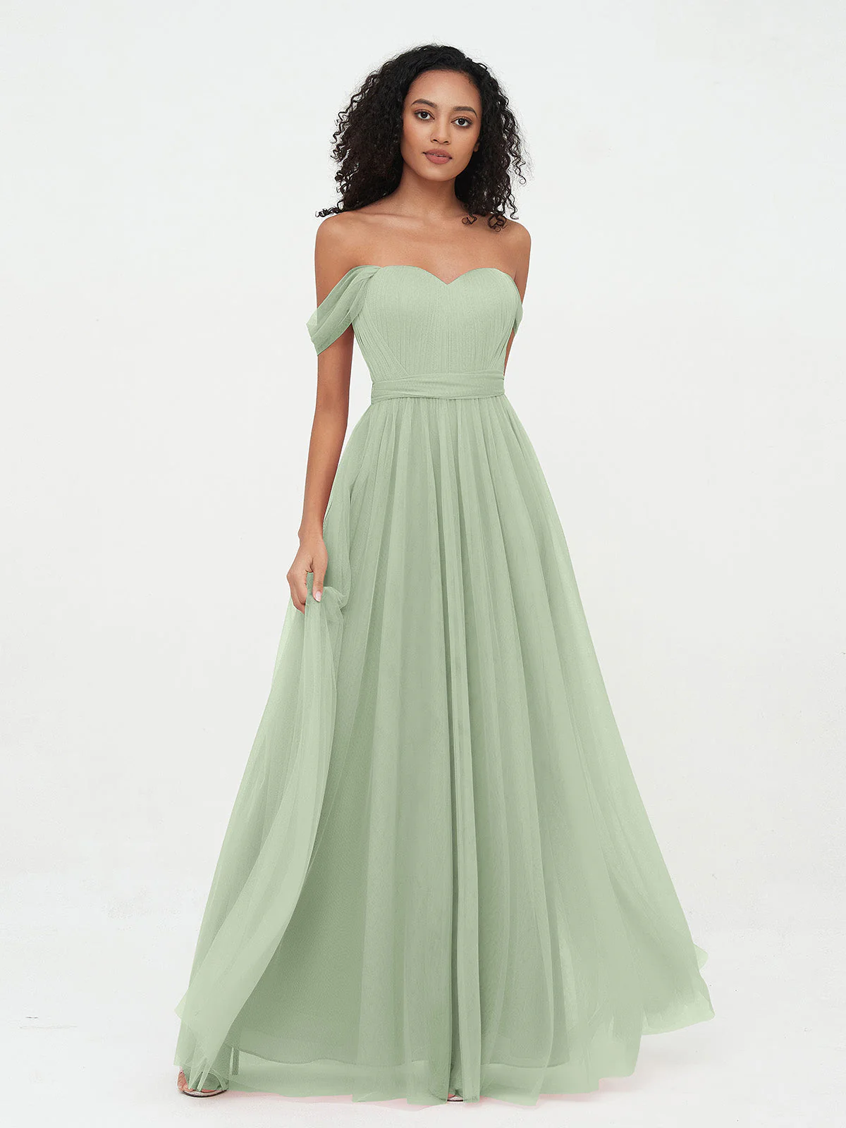 Off Shoulder Sweetheart Neck Max Tulle Dresses Clearance - Image 5