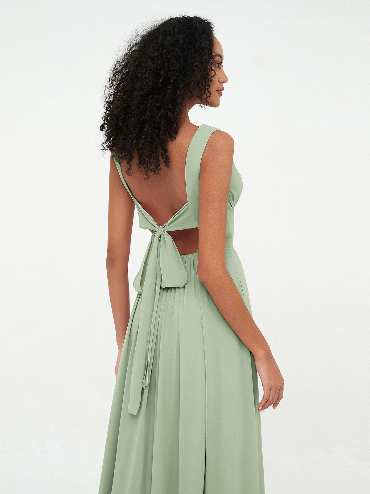 Open Back Chiffon Dresses with Deep V-neck Clearance - Image 4