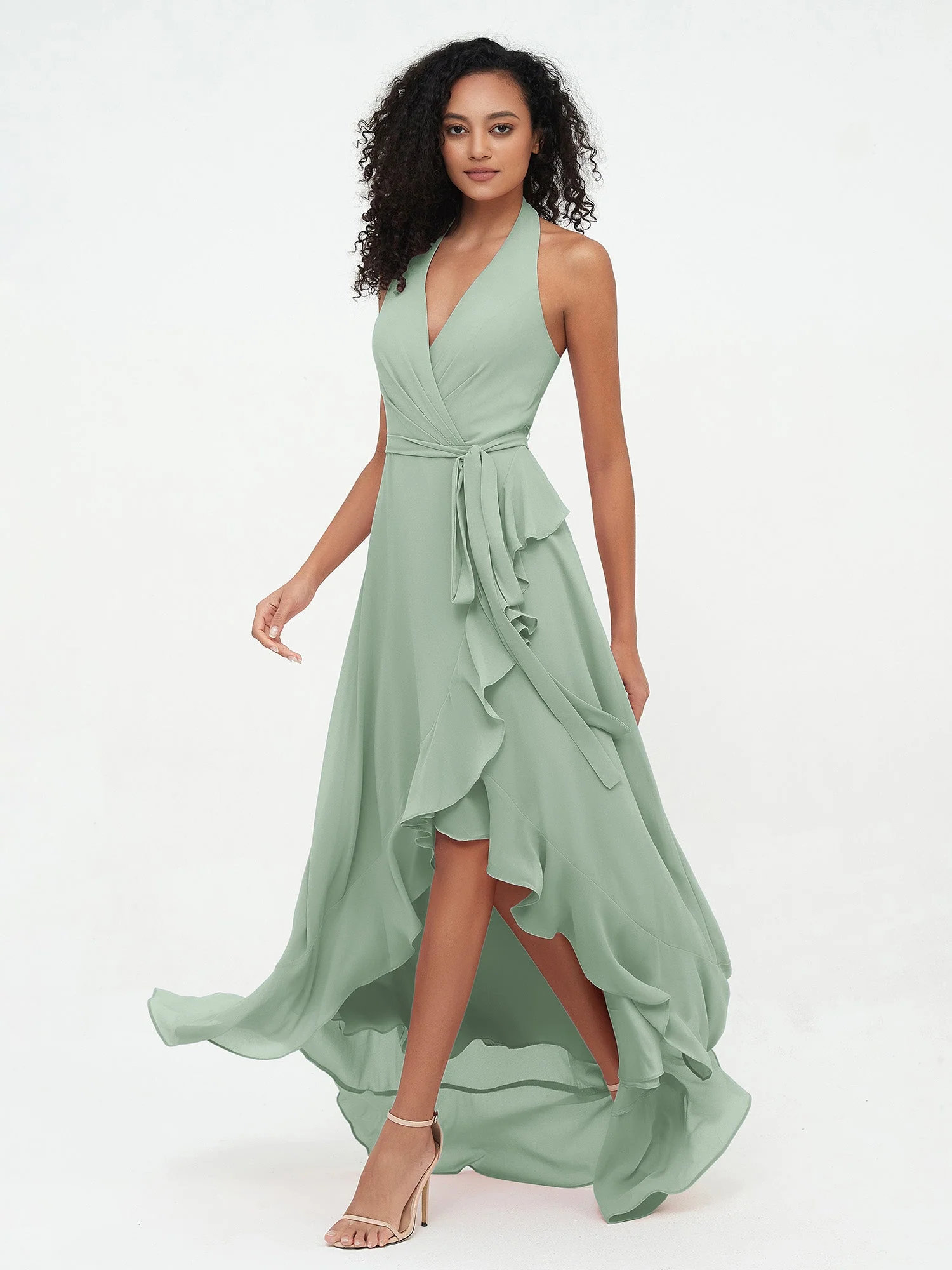Short Front Long Back Chiffon Dresses Agave - Image 3